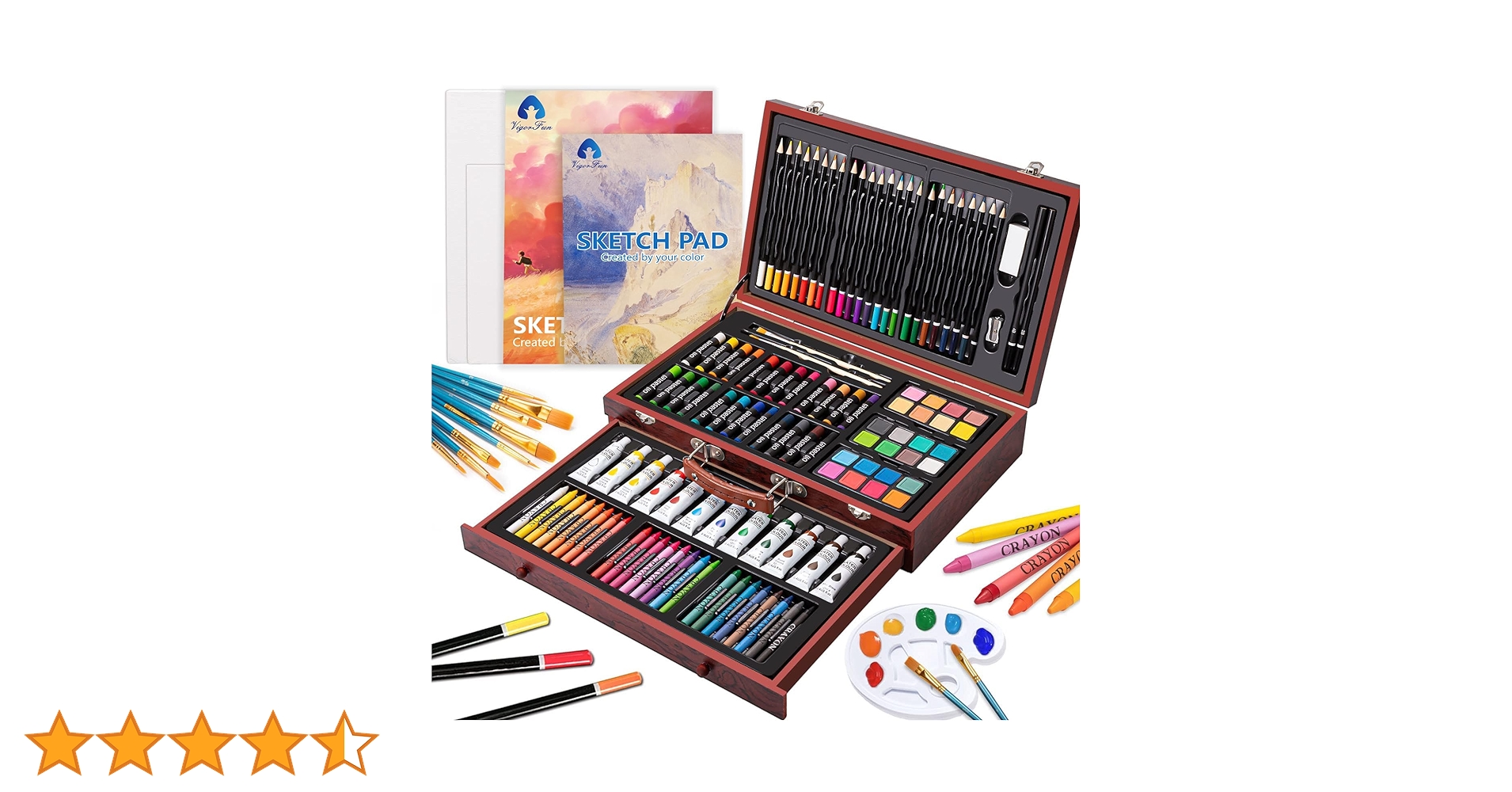 新品デラックスアートセット専用木箱入り Amazon.co.jp: 画材、デラックス木製アートセットクラフト描画